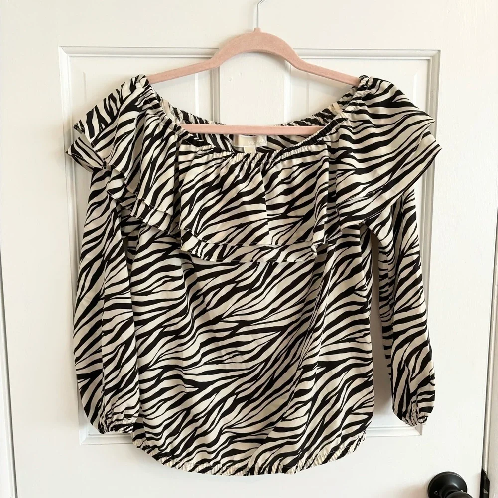 Michael Michael Kors tiger ruffle animal print top size XS new